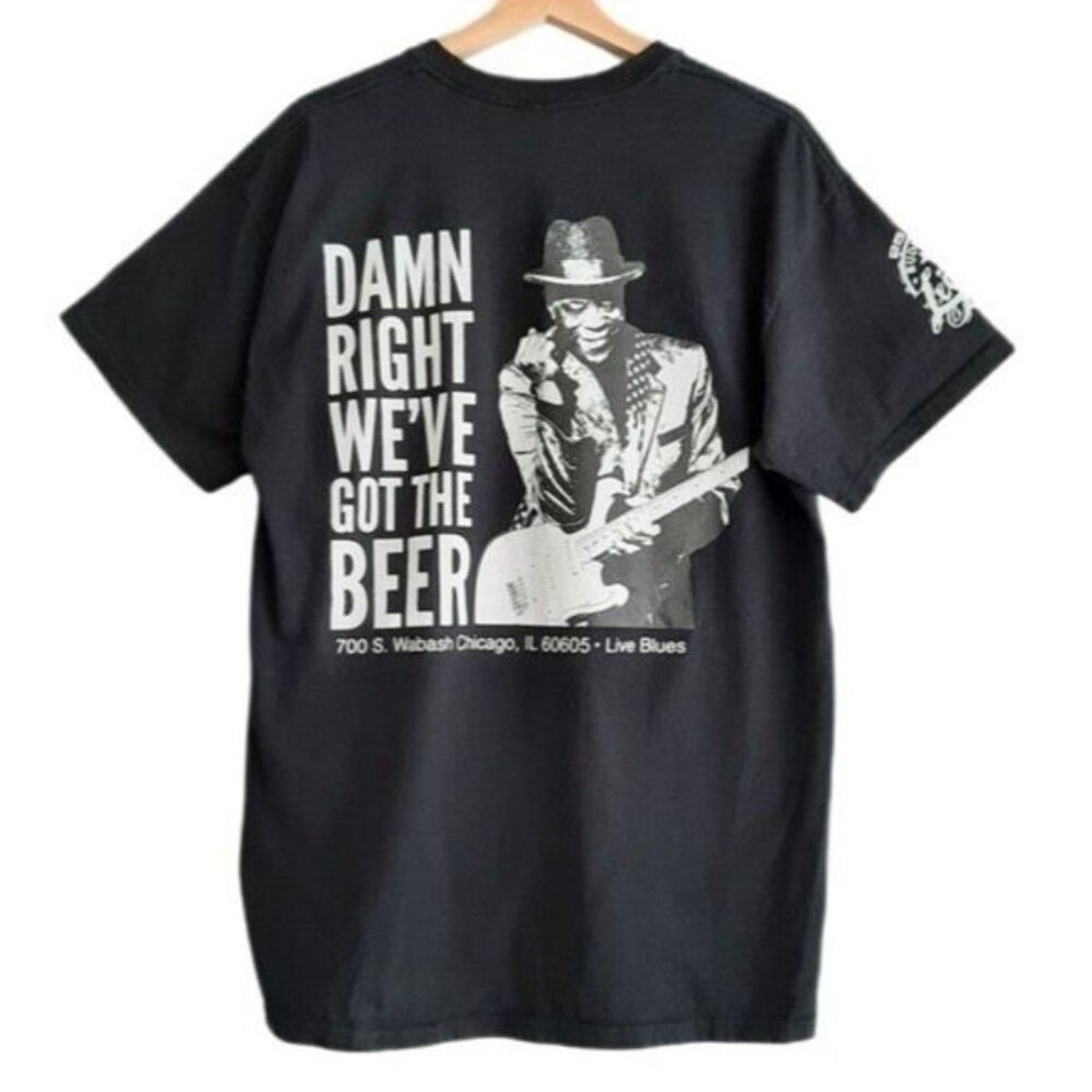 BUDDY BREW Buddy Guy Beer T-shirt Men's Sz L Flawed